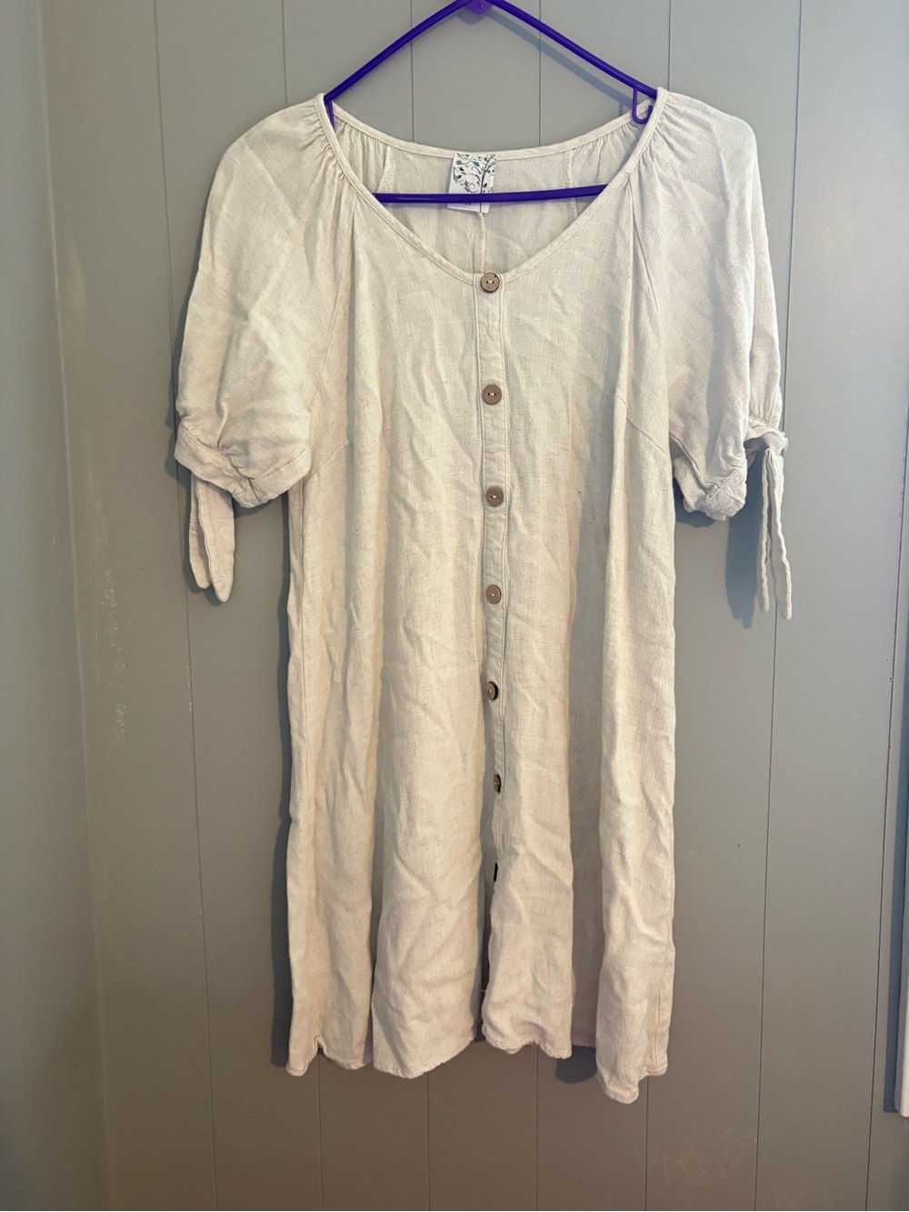 NAIF Cream Button-Front Mini Dress